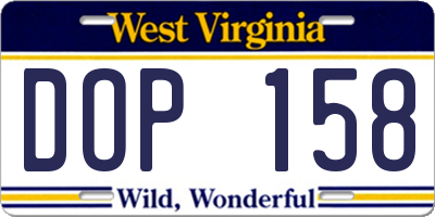 WV license plate DOP158