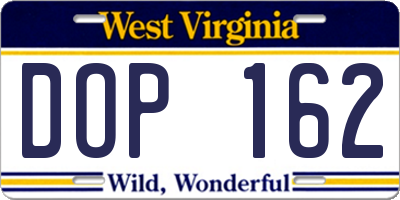 WV license plate DOP162