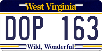WV license plate DOP163