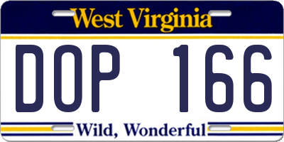WV license plate DOP166