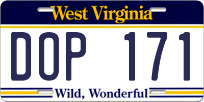 WV license plate DOP171