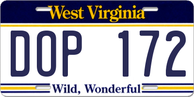 WV license plate DOP172