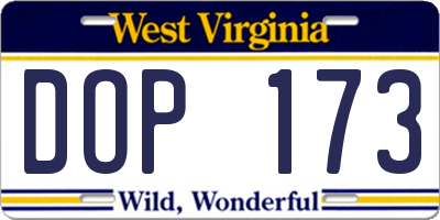 WV license plate DOP173