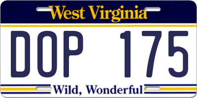WV license plate DOP175