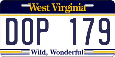 WV license plate DOP179