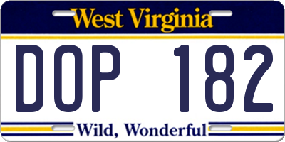 WV license plate DOP182