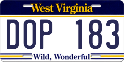 WV license plate DOP183