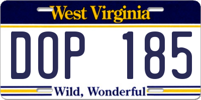 WV license plate DOP185