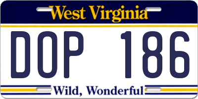 WV license plate DOP186