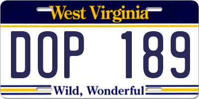 WV license plate DOP189