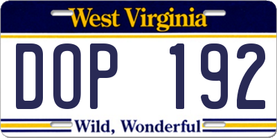 WV license plate DOP192