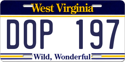 WV license plate DOP197