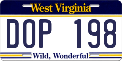 WV license plate DOP198