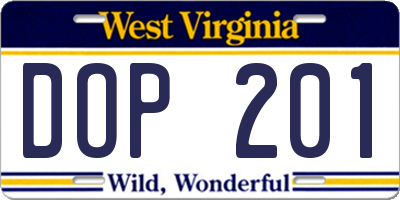 WV license plate DOP201