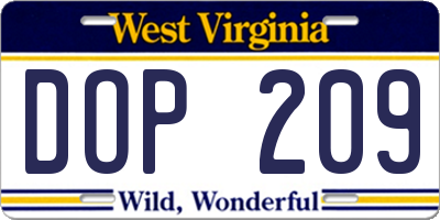 WV license plate DOP209