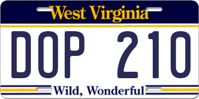 WV license plate DOP210