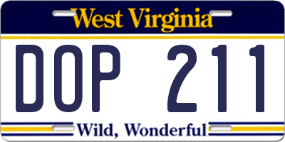 WV license plate DOP211