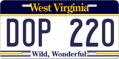 WV license plate DOP220