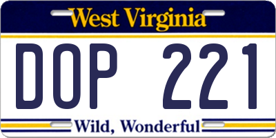 WV license plate DOP221