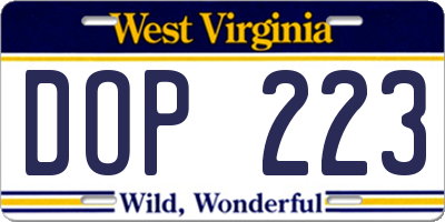 WV license plate DOP223