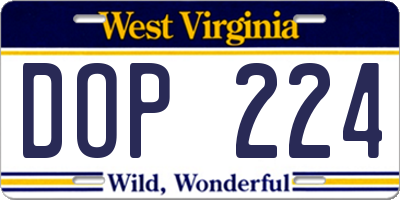 WV license plate DOP224