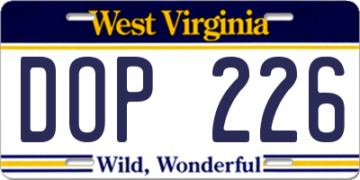 WV license plate DOP226
