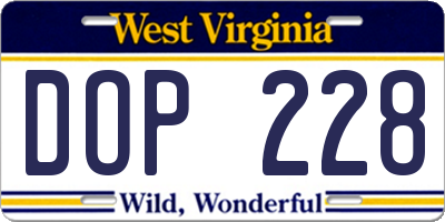 WV license plate DOP228
