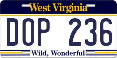 WV license plate DOP236