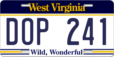 WV license plate DOP241