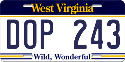 WV license plate DOP243