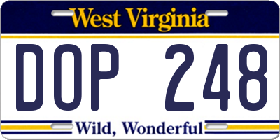 WV license plate DOP248
