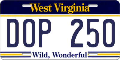 WV license plate DOP250