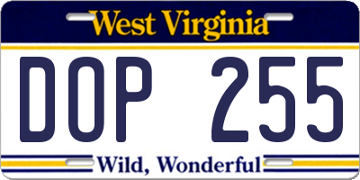 WV license plate DOP255