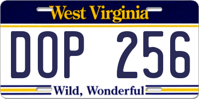 WV license plate DOP256