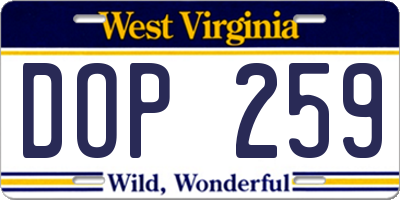 WV license plate DOP259
