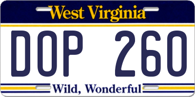 WV license plate DOP260