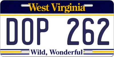 WV license plate DOP262