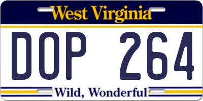 WV license plate DOP264