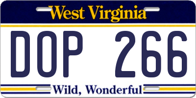 WV license plate DOP266