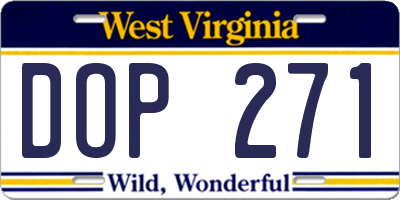 WV license plate DOP271