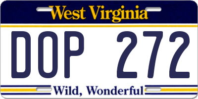 WV license plate DOP272