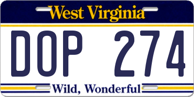 WV license plate DOP274