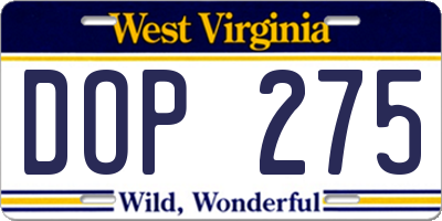 WV license plate DOP275