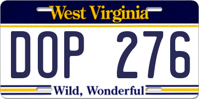 WV license plate DOP276