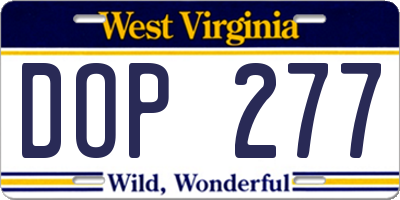 WV license plate DOP277