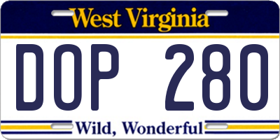 WV license plate DOP280