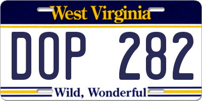 WV license plate DOP282