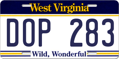 WV license plate DOP283