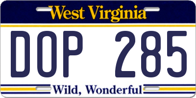 WV license plate DOP285