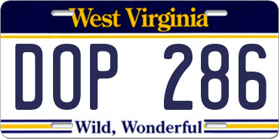 WV license plate DOP286